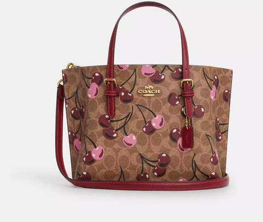 Mollie Tote Bag 25 In Signature Canvas With Cherry Print🍒