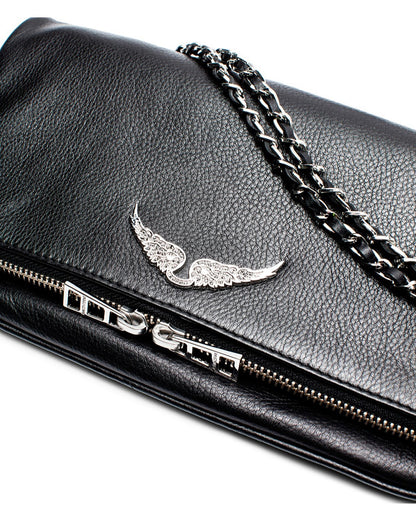 ZADIG & VOLTAIRE Rock Leather Shoulder Bag / Silver