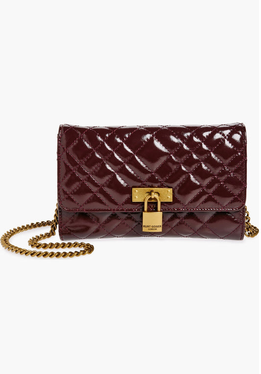 Kurt Geiger Brixton leather chain wallet /Bordo