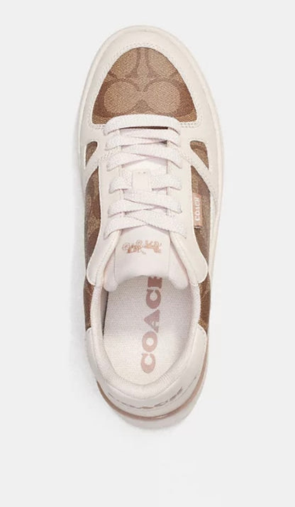 Clip Court Low Top Sneaker In Signature Canvas Khaki/Chalk