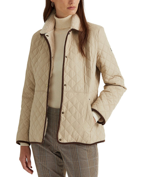 Women's Faux-Sherpa-Collar Quilted Coat