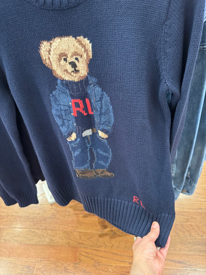 Ralph Lauren ayıcıklı koton kazak/Lacivert