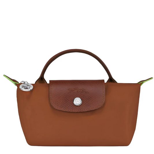 Le Pliage Green Mini Pouch Cognac/silver