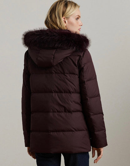Women's Faux-Fur Hooded Puffer mont