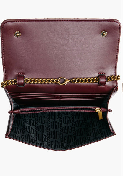 Kurt Geiger Brixton leather chain wallet /Bordo
