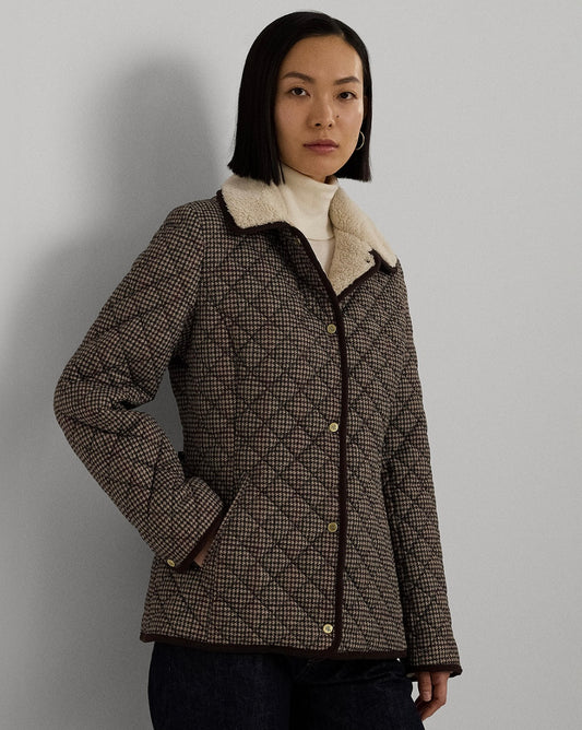 Women's Faux-Sherpa-Collar Quilted Coat