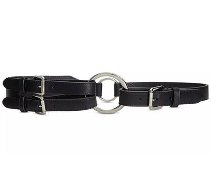 Ralph Lauren kemer Tri Strap Leather Belt /siyah
