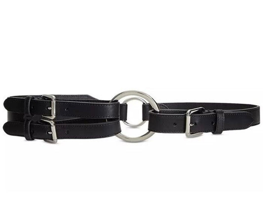 Ralph Lauren kemer Tri Strap Leather Belt /siyah