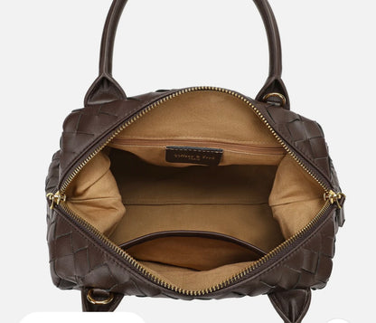 Tiffany & Fred Woven Leather Large Satchel/Shoulder Bag
