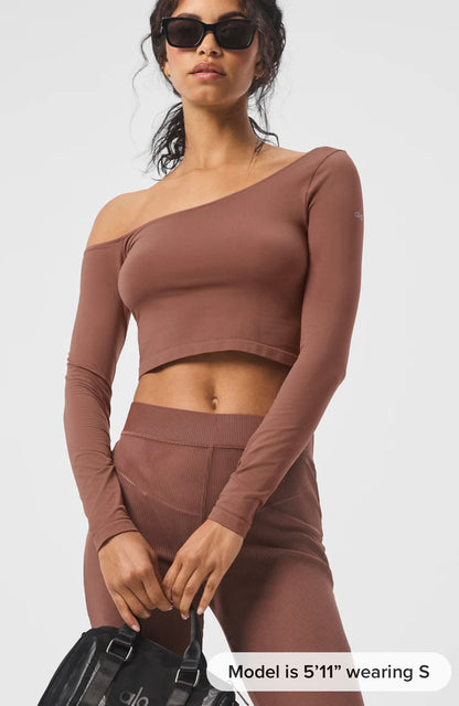 Asymmetric Sheer Glow Long Sleeve