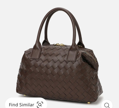 Tiffany & Fred Woven Leather Large Satchel/Shoulder Bag