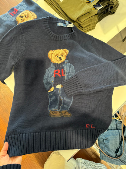 Ralph Lauren ayıcıklı koton kazak/Lacivert