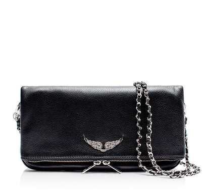 ZADIG & VOLTAIRE Rock Leather Shoulder Bag / Silver