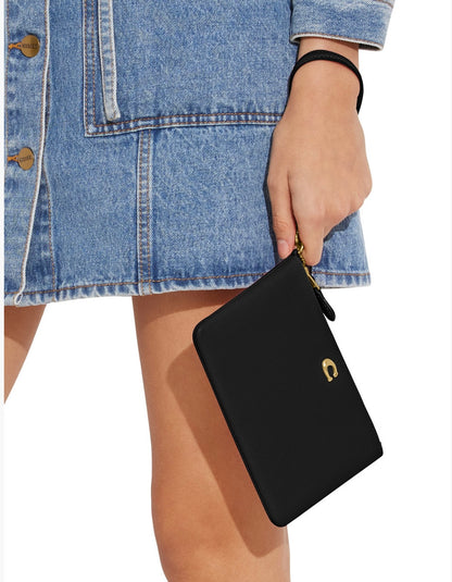 Coach Polished Pebble Leather Small Zip-Top Wristlet