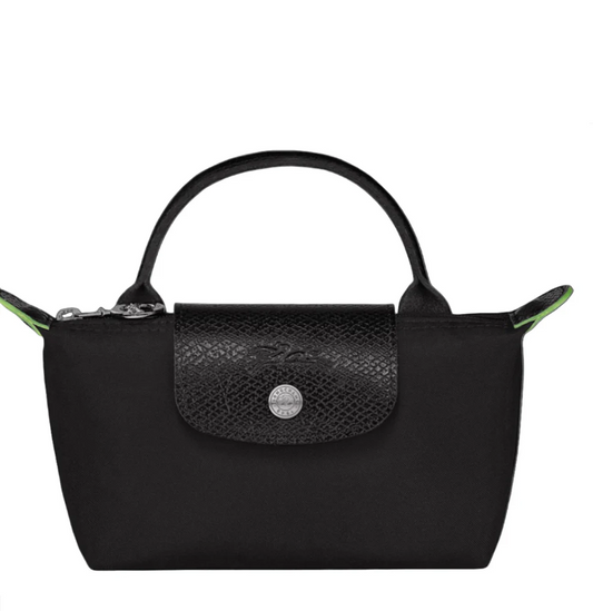 Le Pliage Green Mini Pouch Black/Silver