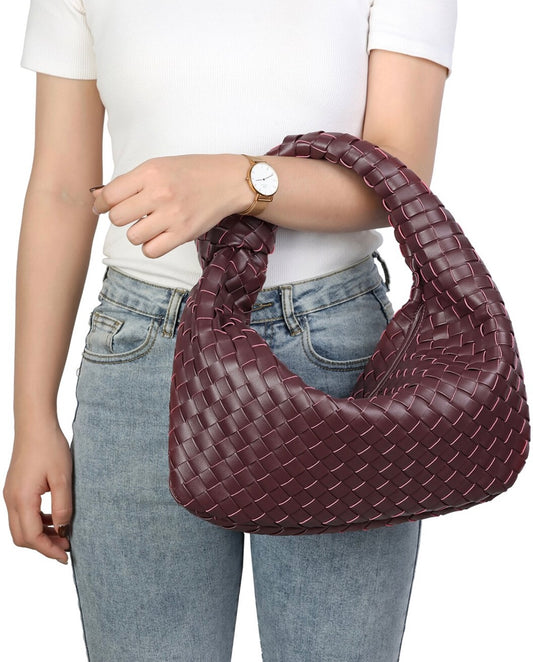 Large hand Woven Leather Pouch