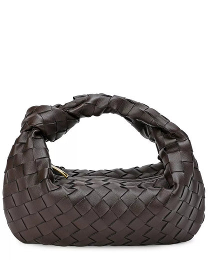 Woven Leather Pouch Dark Brown